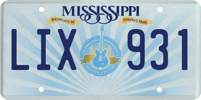 MS license plate LIX931