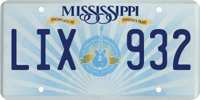 MS license plate LIX932