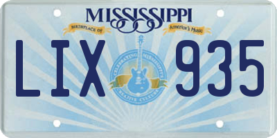 MS license plate LIX935