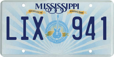 MS license plate LIX941