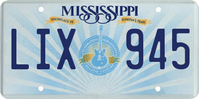 MS license plate LIX945