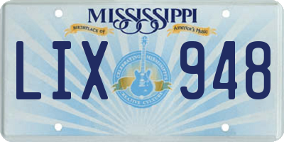 MS license plate LIX948