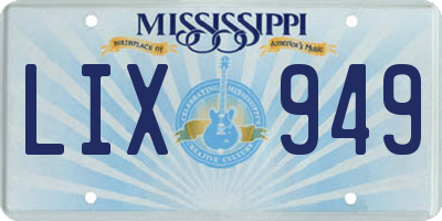 MS license plate LIX949