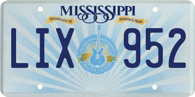 MS license plate LIX952