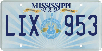 MS license plate LIX953