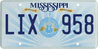 MS license plate LIX958