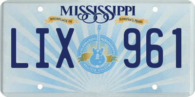 MS license plate LIX961
