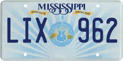 MS license plate LIX962