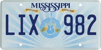 MS license plate LIX982