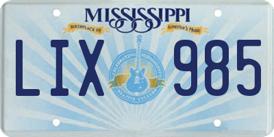 MS license plate LIX985