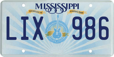 MS license plate LIX986