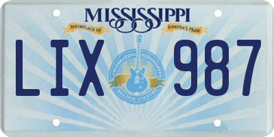 MS license plate LIX987