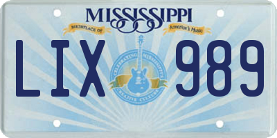 MS license plate LIX989