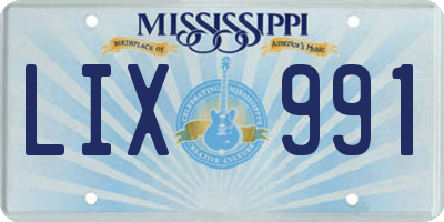MS license plate LIX991