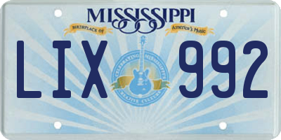 MS license plate LIX992