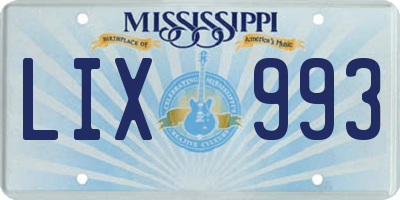 MS license plate LIX993