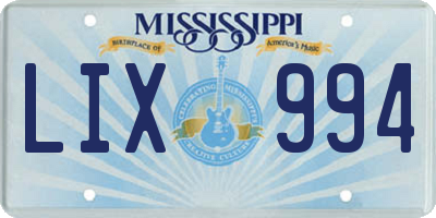 MS license plate LIX994