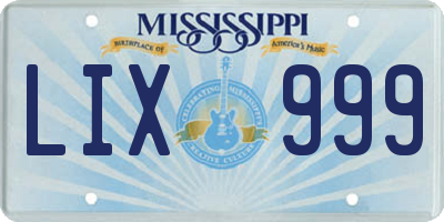MS license plate LIX999