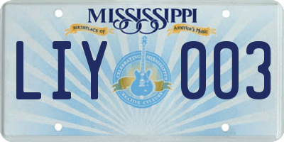 MS license plate LIY003