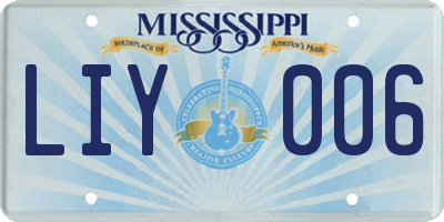 MS license plate LIY006