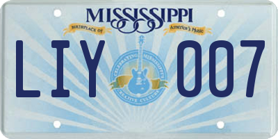 MS license plate LIY007
