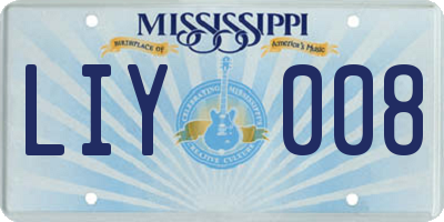 MS license plate LIY008