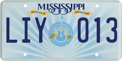 MS license plate LIY013