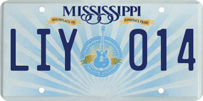 MS license plate LIY014
