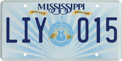 MS license plate LIY015