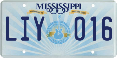 MS license plate LIY016