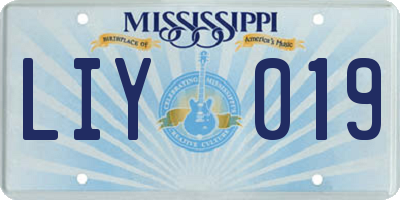 MS license plate LIY019