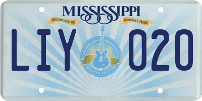 MS license plate LIY020