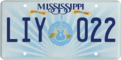 MS license plate LIY022