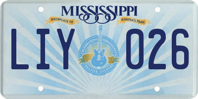 MS license plate LIY026