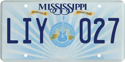 MS license plate LIY027