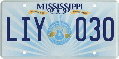 MS license plate LIY030