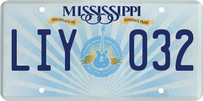 MS license plate LIY032