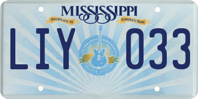 MS license plate LIY033