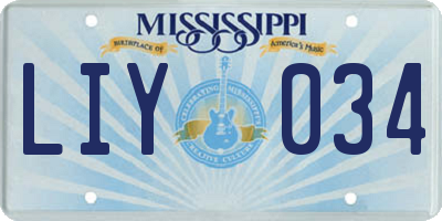 MS license plate LIY034