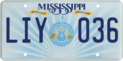MS license plate LIY036