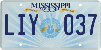 MS license plate LIY037