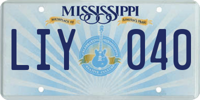 MS license plate LIY040