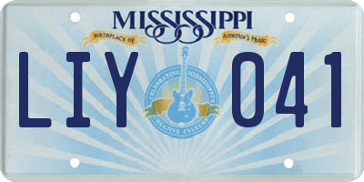 MS license plate LIY041