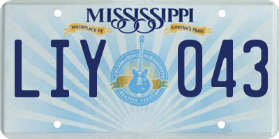MS license plate LIY043