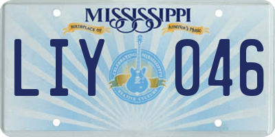MS license plate LIY046