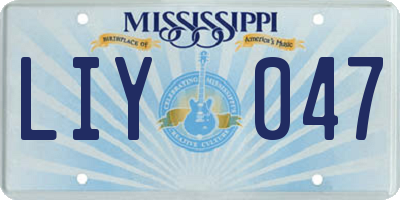 MS license plate LIY047