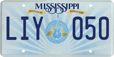MS license plate LIY050