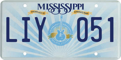 MS license plate LIY051