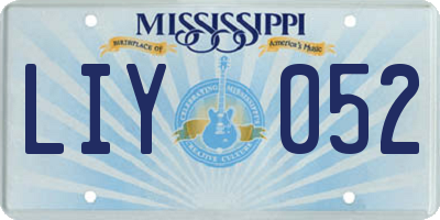 MS license plate LIY052