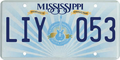 MS license plate LIY053